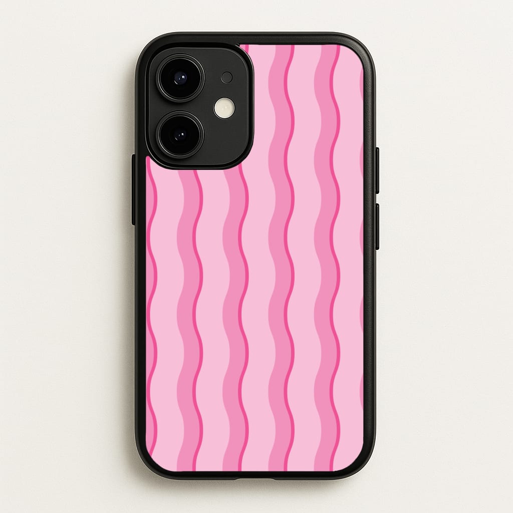 Pink Wavy Stripes Pattern - Patterns Phone Case for iPhone 12 / 12 Pro