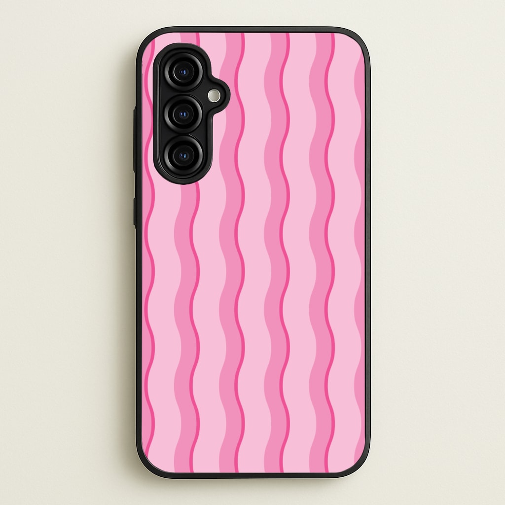 Pink Wavy Stripes Pattern - Patterns Phone Case for Galaxy A54