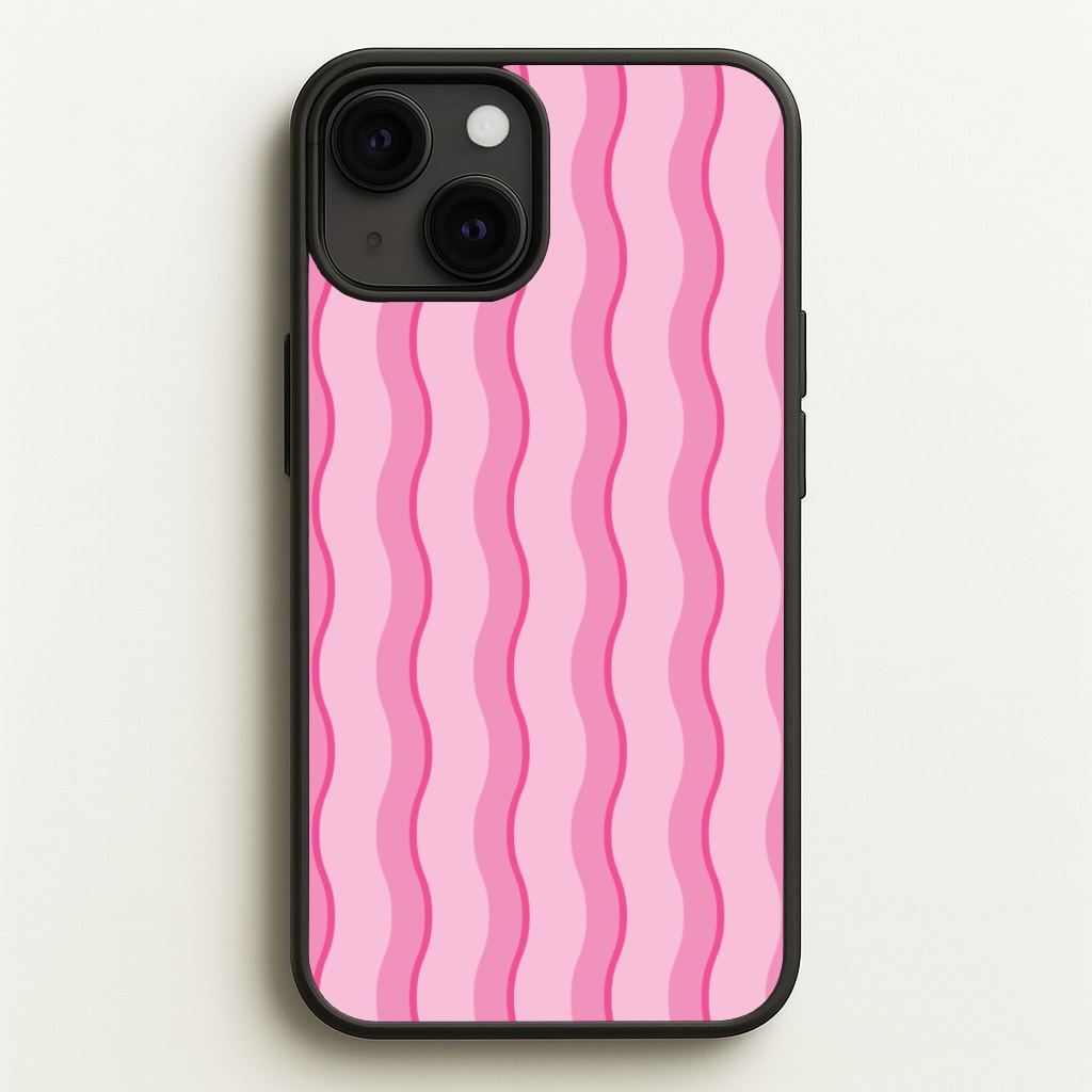Pink Wavy Stripes Pattern - Patterns Phone Case for iPhone 13 Mini