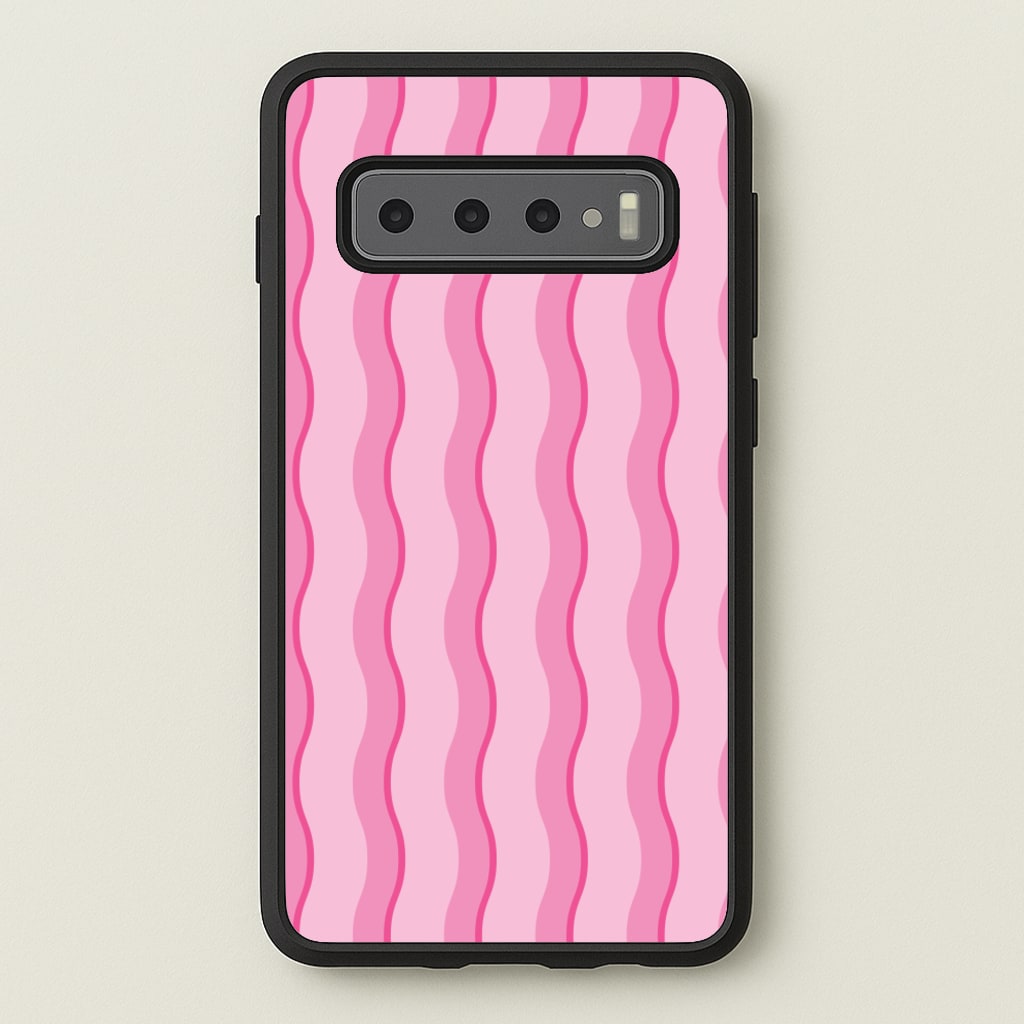 Pink Wavy Stripes Pattern - Patterns Phone Case for Galaxy S10 Plus