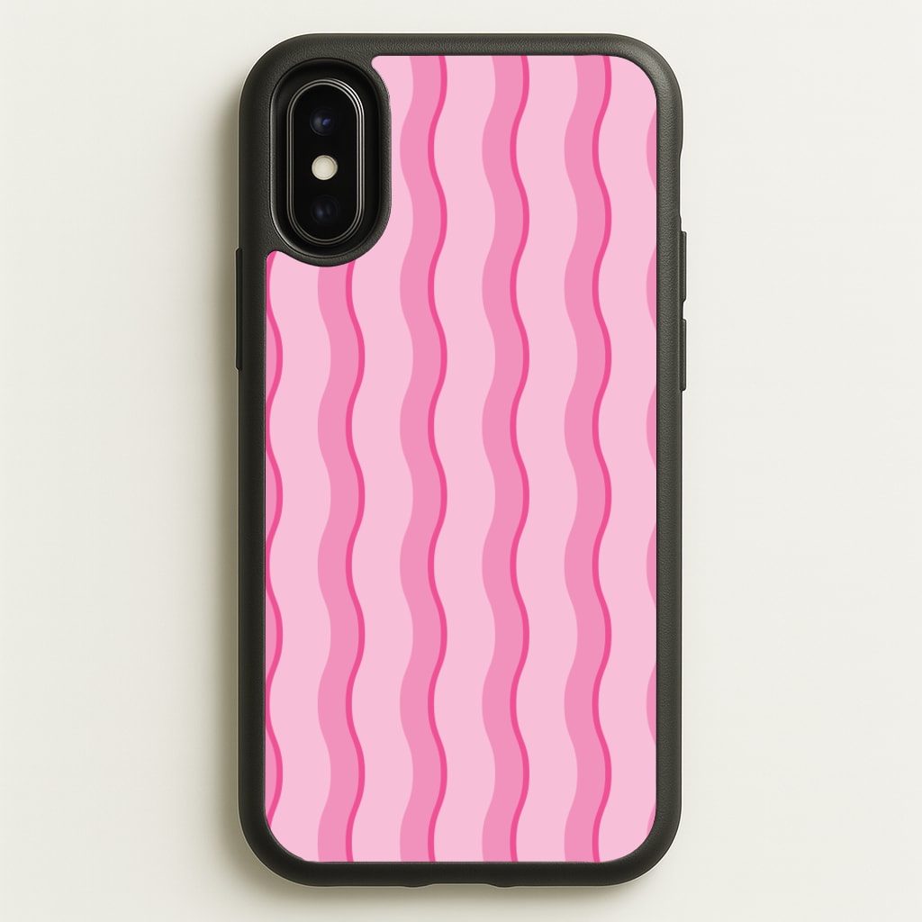 Pink Wavy Stripes Pattern - Patterns Phone Case for iPhone X / XS