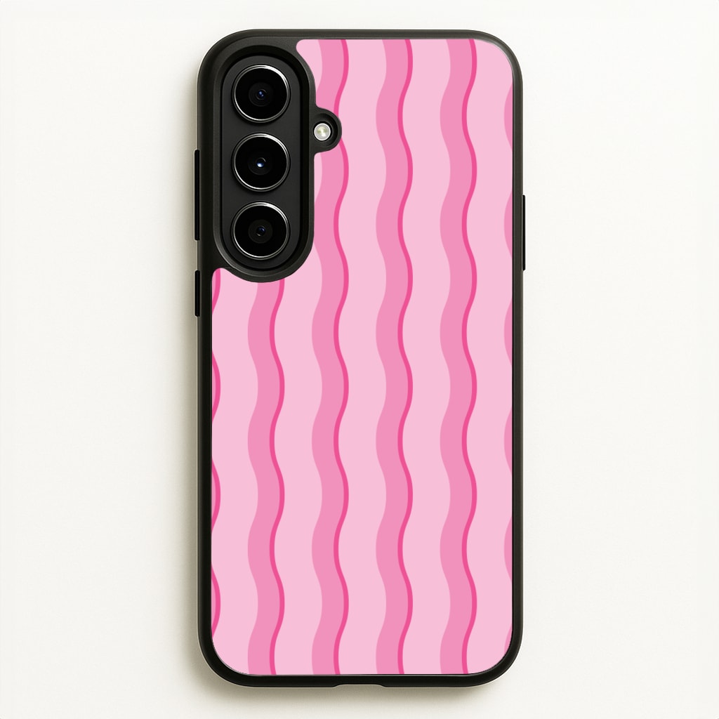 Pink Wavy Stripes Pattern - Patterns Phone Case for Galaxy A56