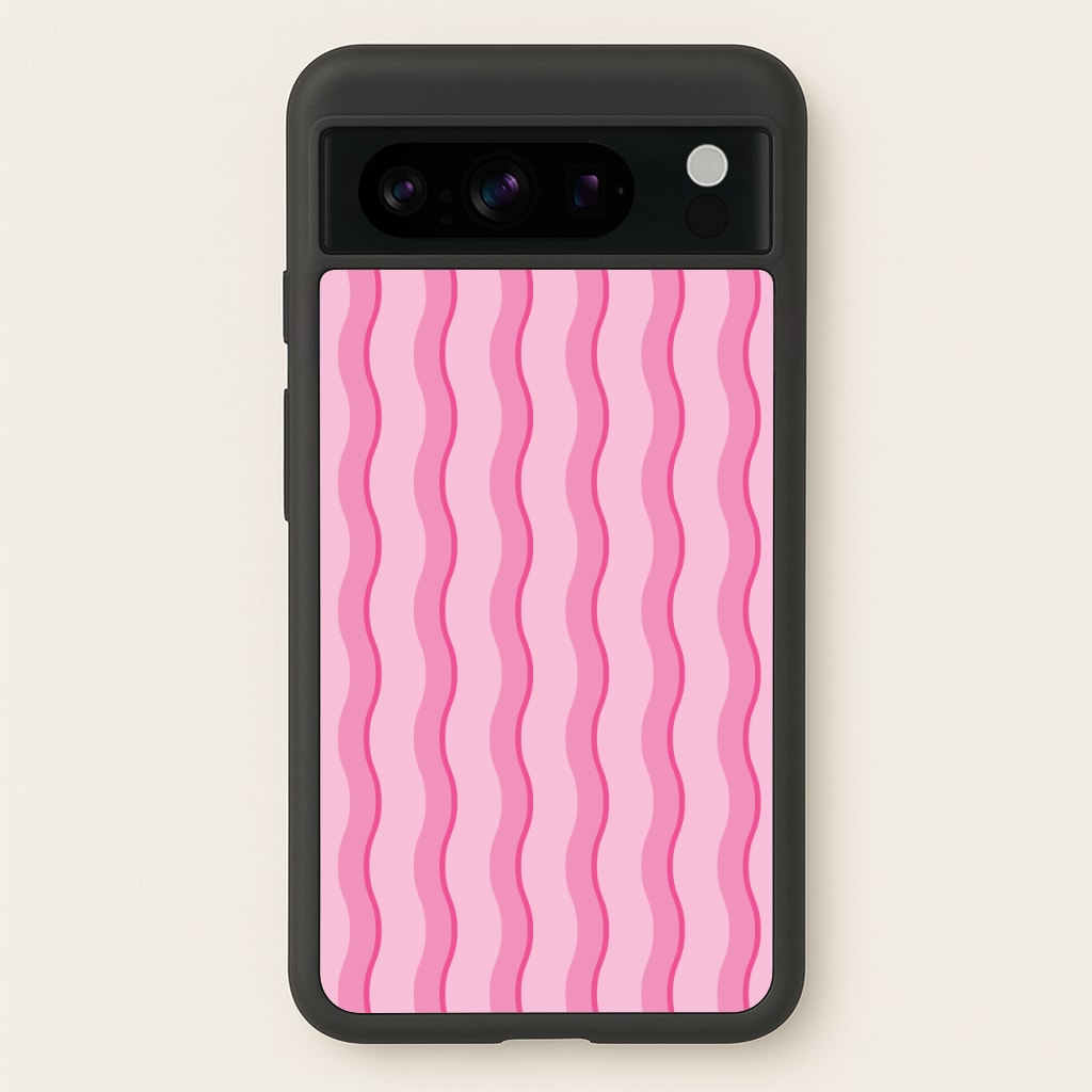 Pink Wavy Stripes Pattern - Patterns Phone Case for Google Pixel 8 Pro