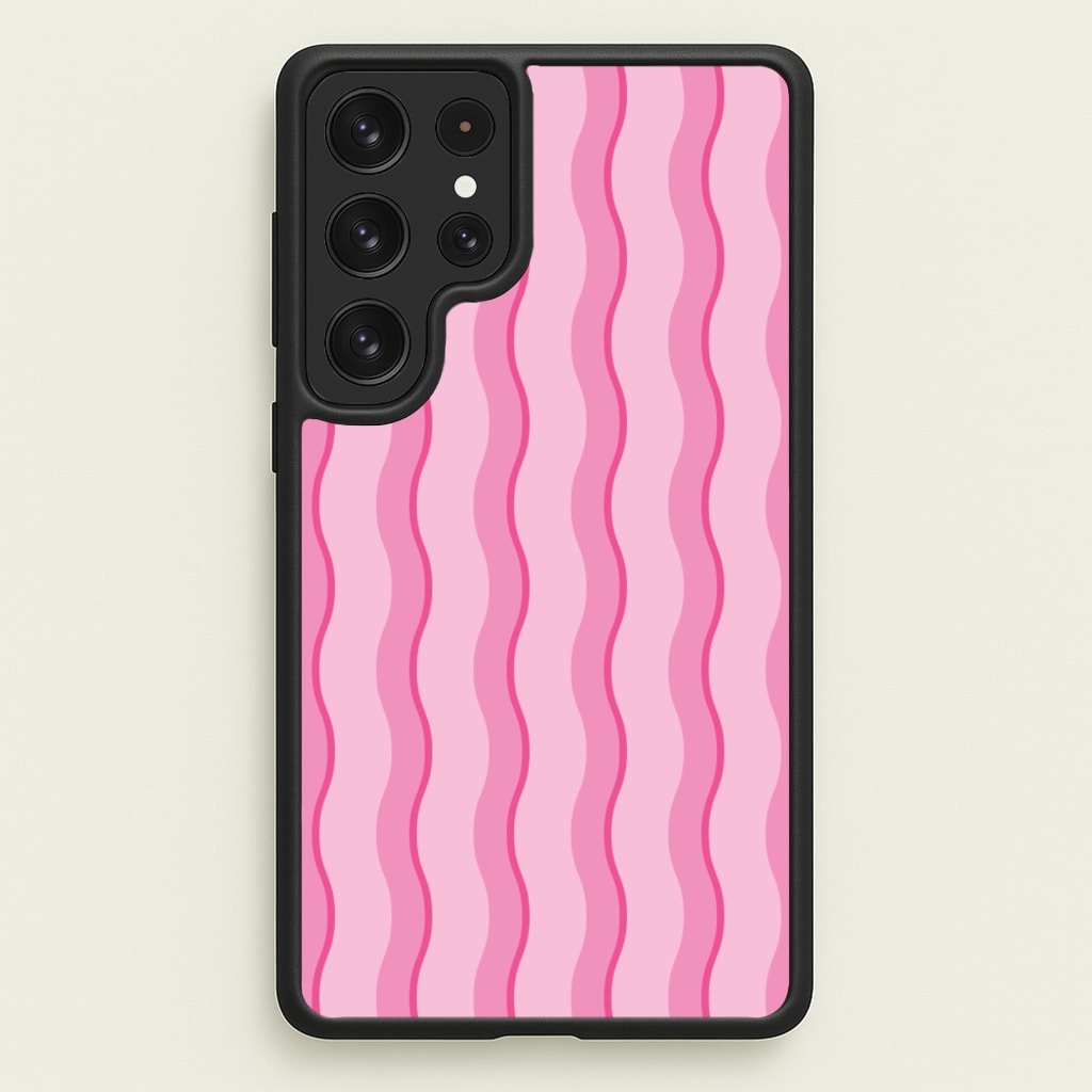 Pink Wavy Stripes Pattern - Patterns Phone Case for Galaxy S23 Ultra