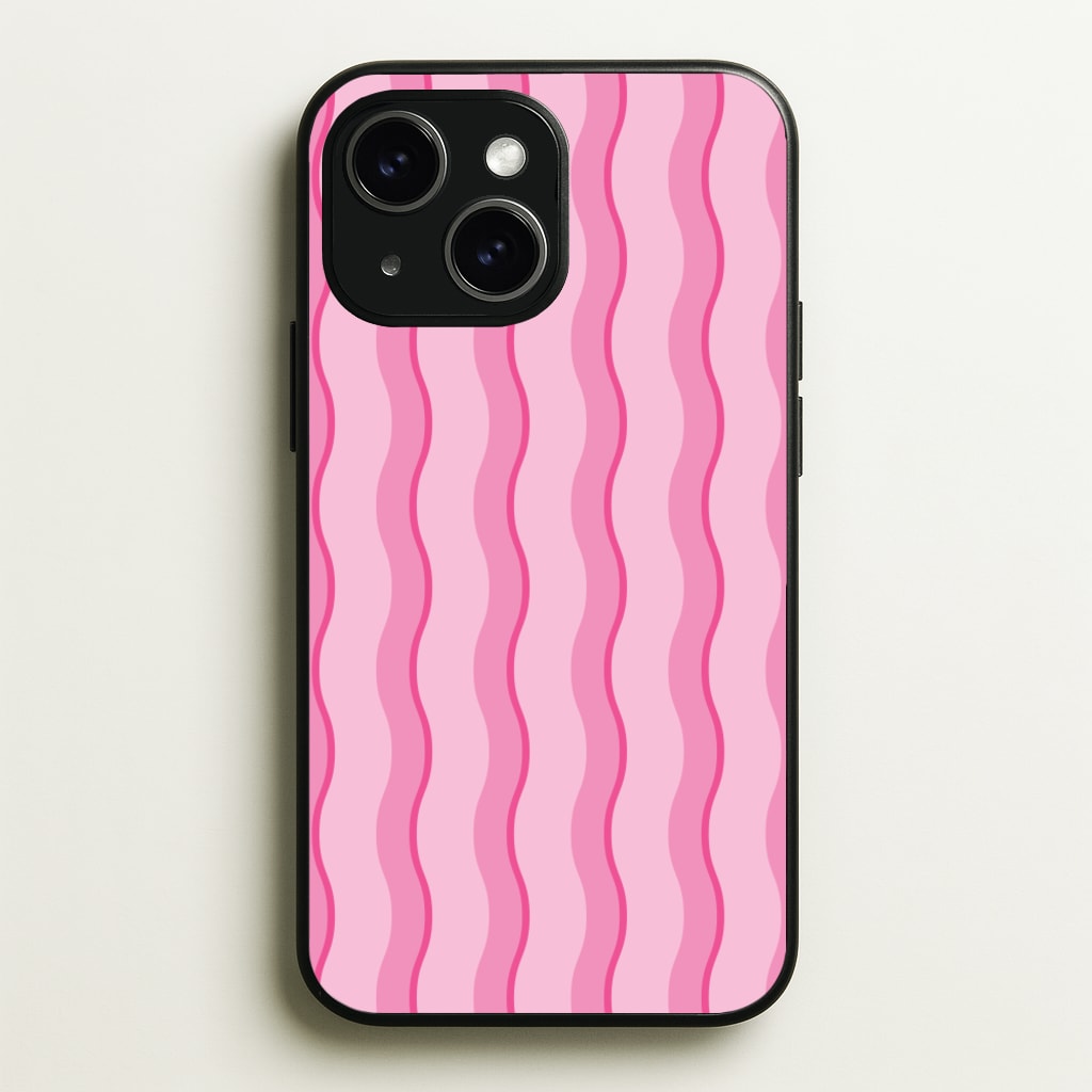 Pink Wavy Stripes Pattern - Patterns Phone Case for iPhone 15