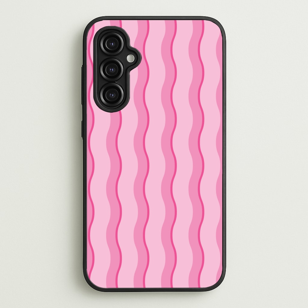 Pink Wavy Stripes Pattern - Patterns Phone Case for Galaxy A14