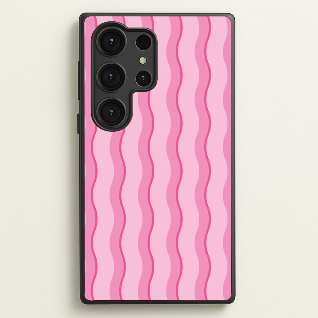 Pink Wavy Stripes Pattern - Patterns Phone Case for Galaxy S25 Ultra