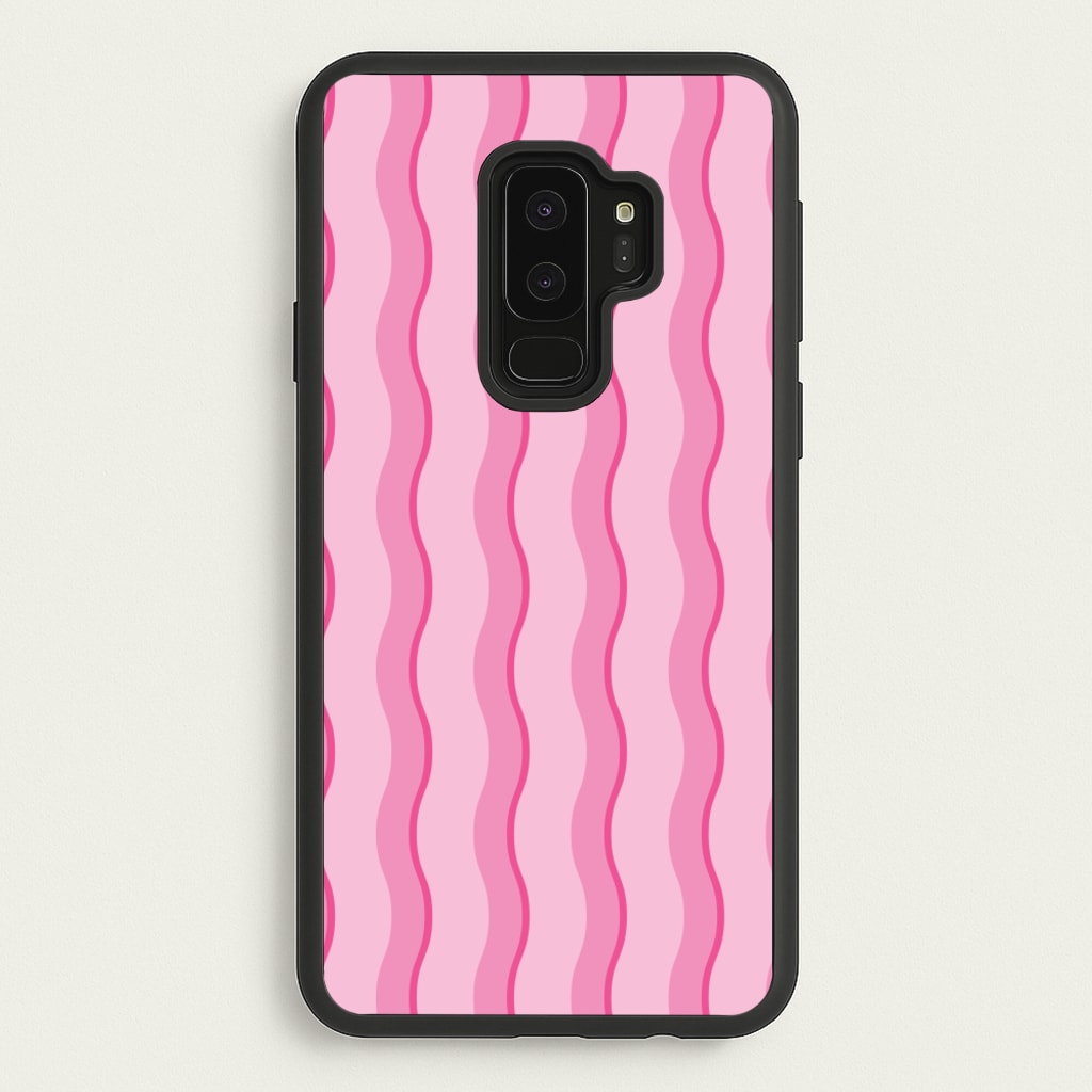 Pink Wavy Stripes Pattern - Patterns Phone Case for Galaxy S9 Plus