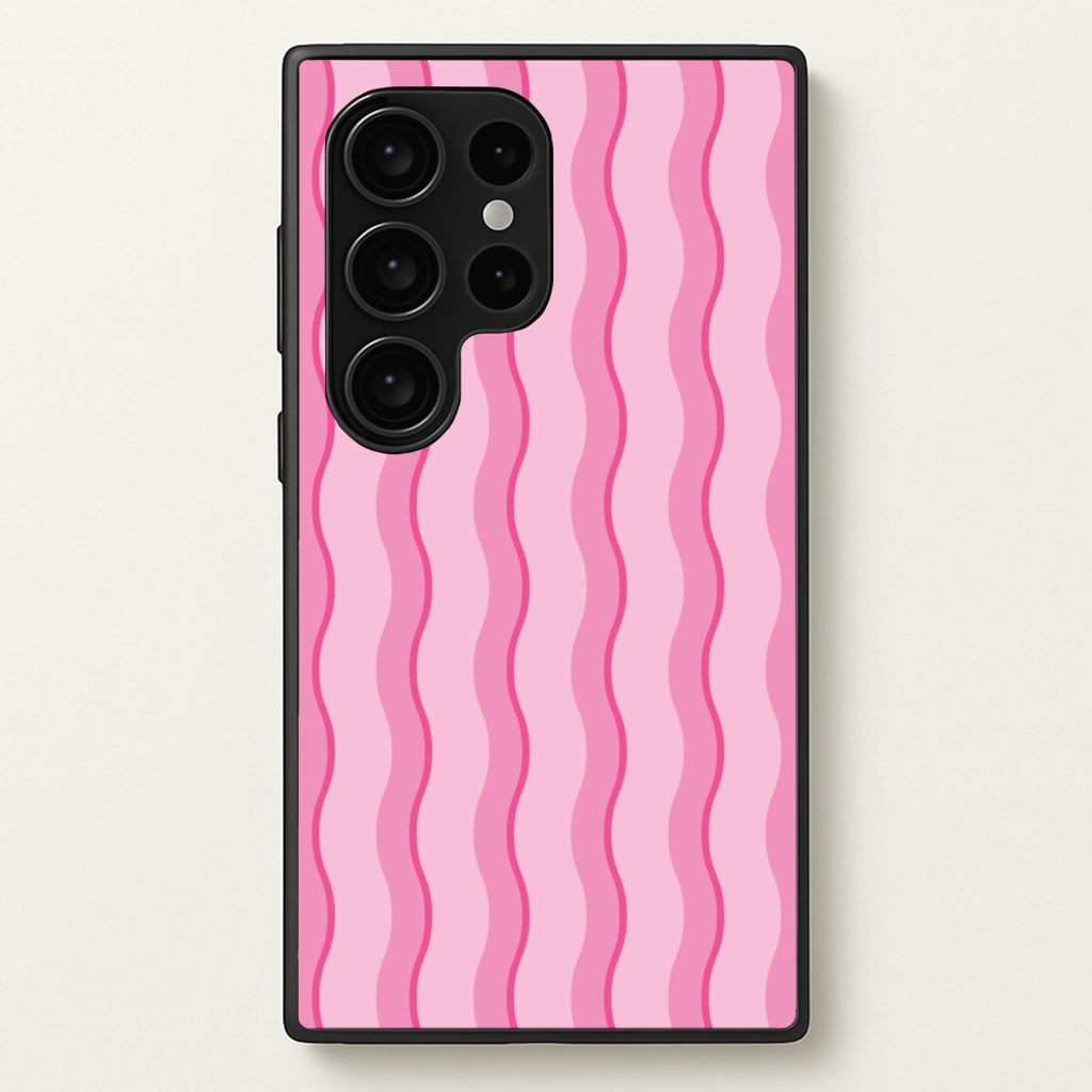Pink Wavy Stripes Pattern - Patterns Phone Case for Galaxy S24 Ultra