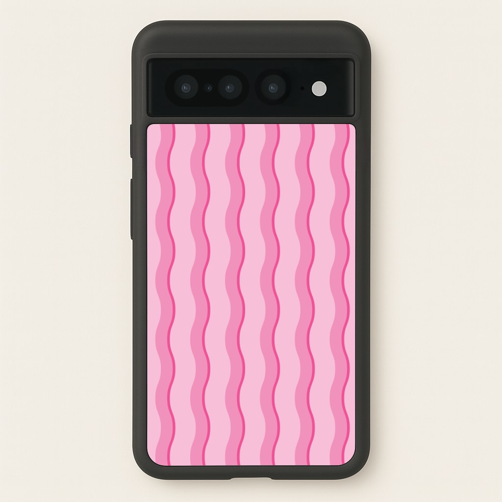 Pink Wavy Stripes Pattern - Patterns Phone Case for Google Pixel 7 Pro