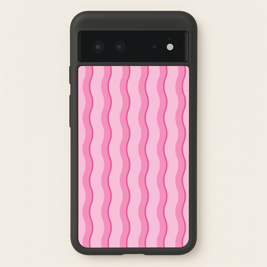 Pink Wavy Stripes Pattern - Patterns Phone Case for Google Pixel 6