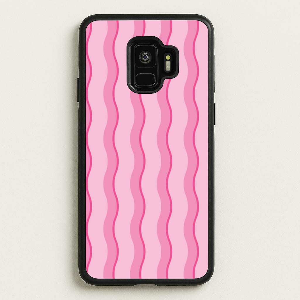 Pink Wavy Stripes Pattern - Patterns Phone Case for Galaxy S9