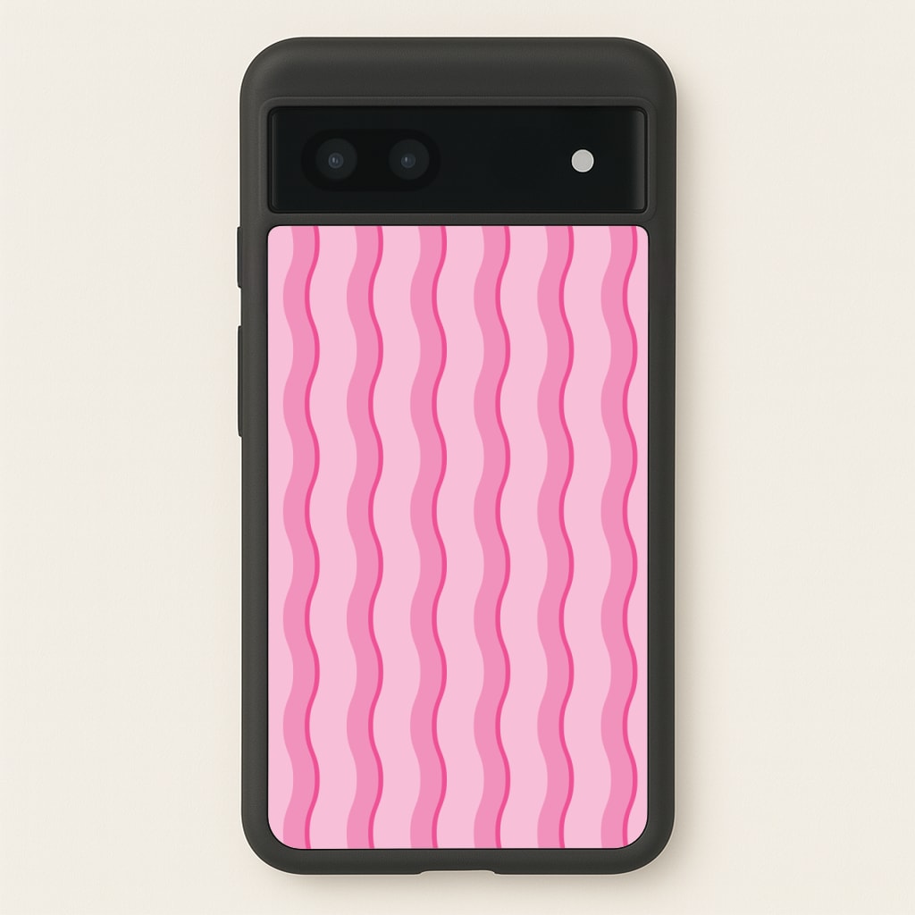 Pink Wavy Stripes Pattern - Patterns Phone Case for Google Pixel 7a