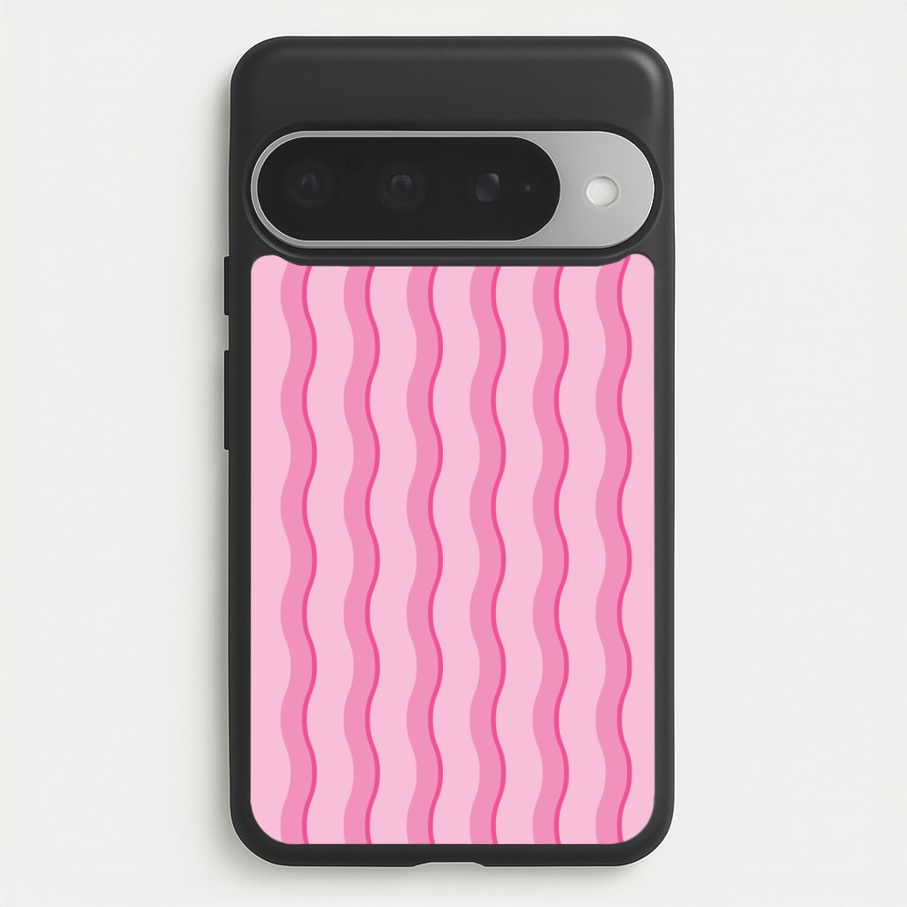 Pink Wavy Stripes Pattern Phone Case for Google Pixel 10 Pro XL