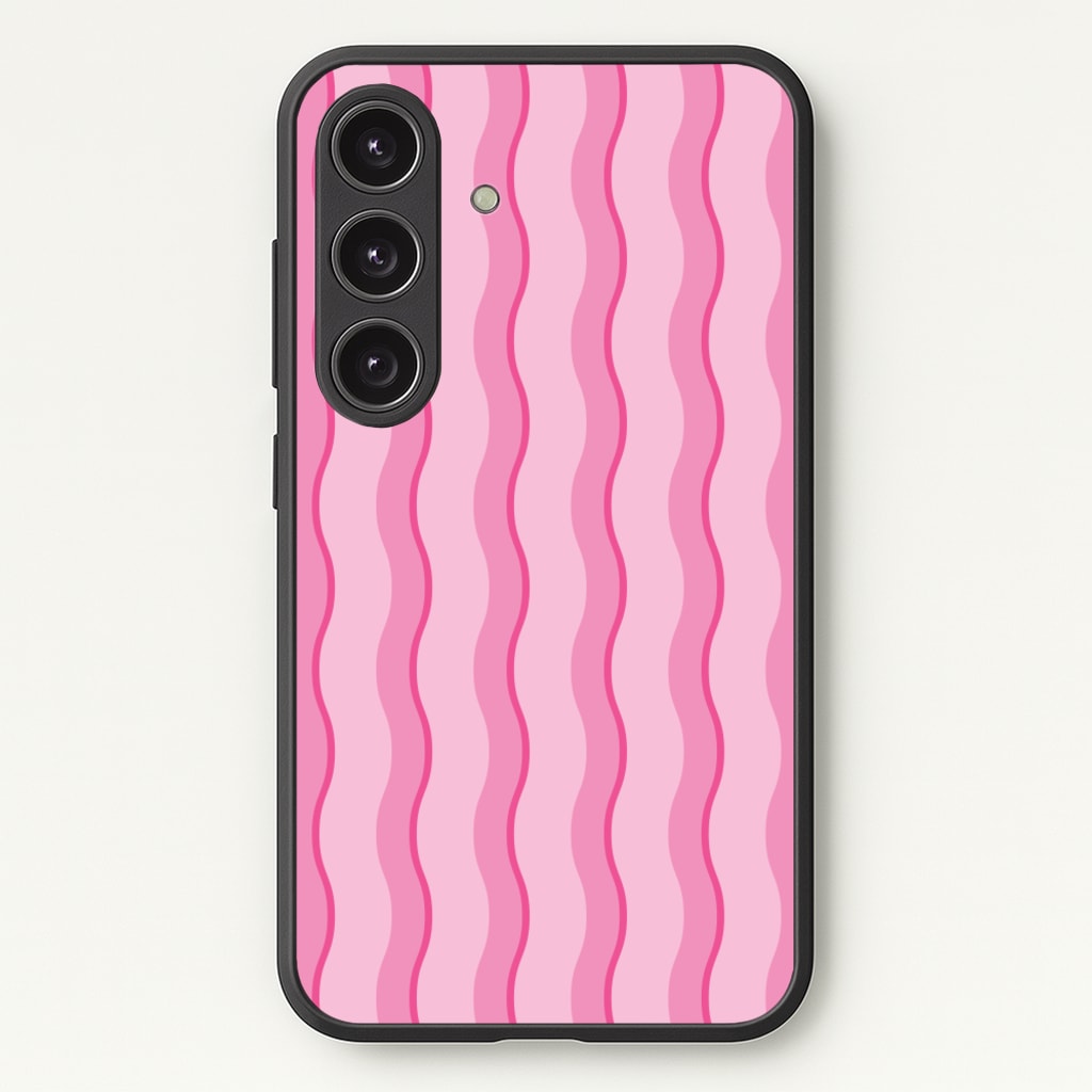 Pink Wavy Stripes Pattern - Patterns Phone Case for Galaxy S25 Plus