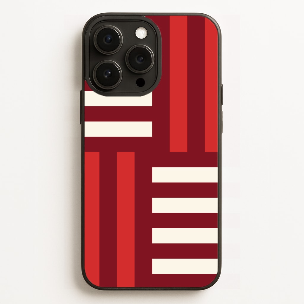Red And White Geometric Stripes - Patterns Phone Case for iPhone 16 Pro Max