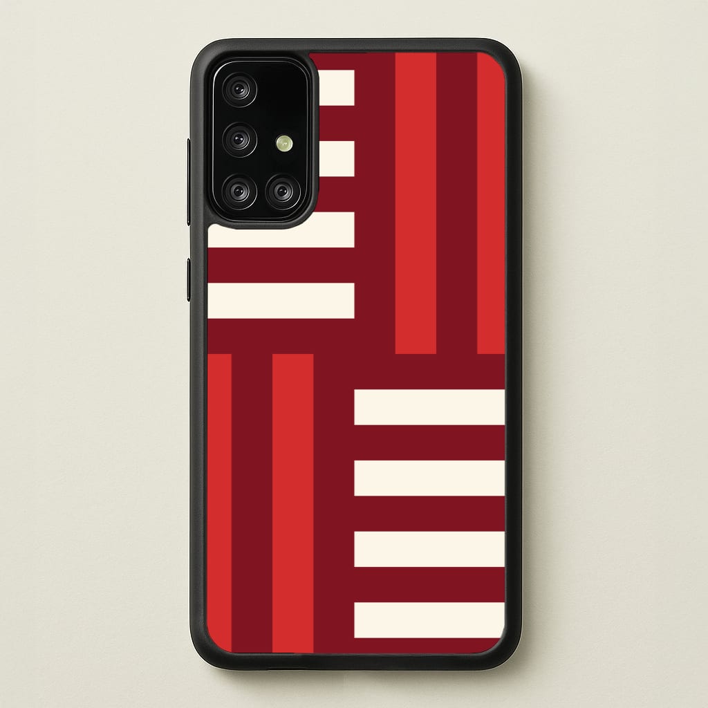 Red And White Geometric Stripes - Patterns Phone Case for Galaxy A71