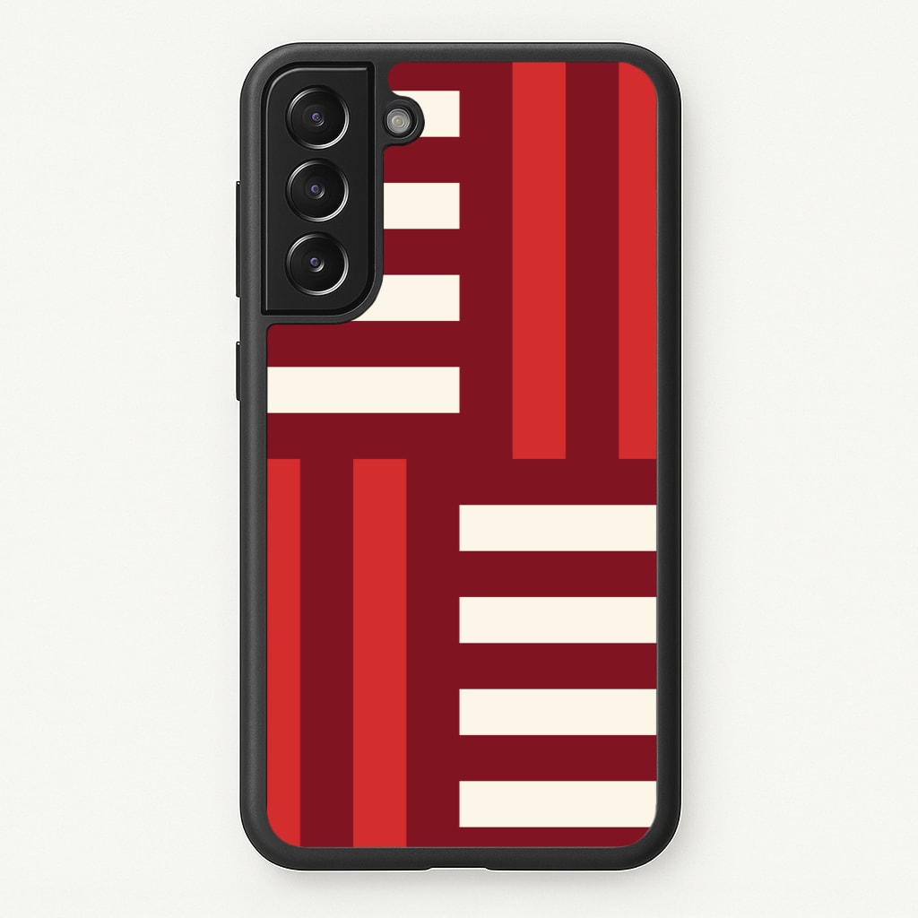 Red And White Geometric Stripes - Patterns Phone Case for Galaxy S21