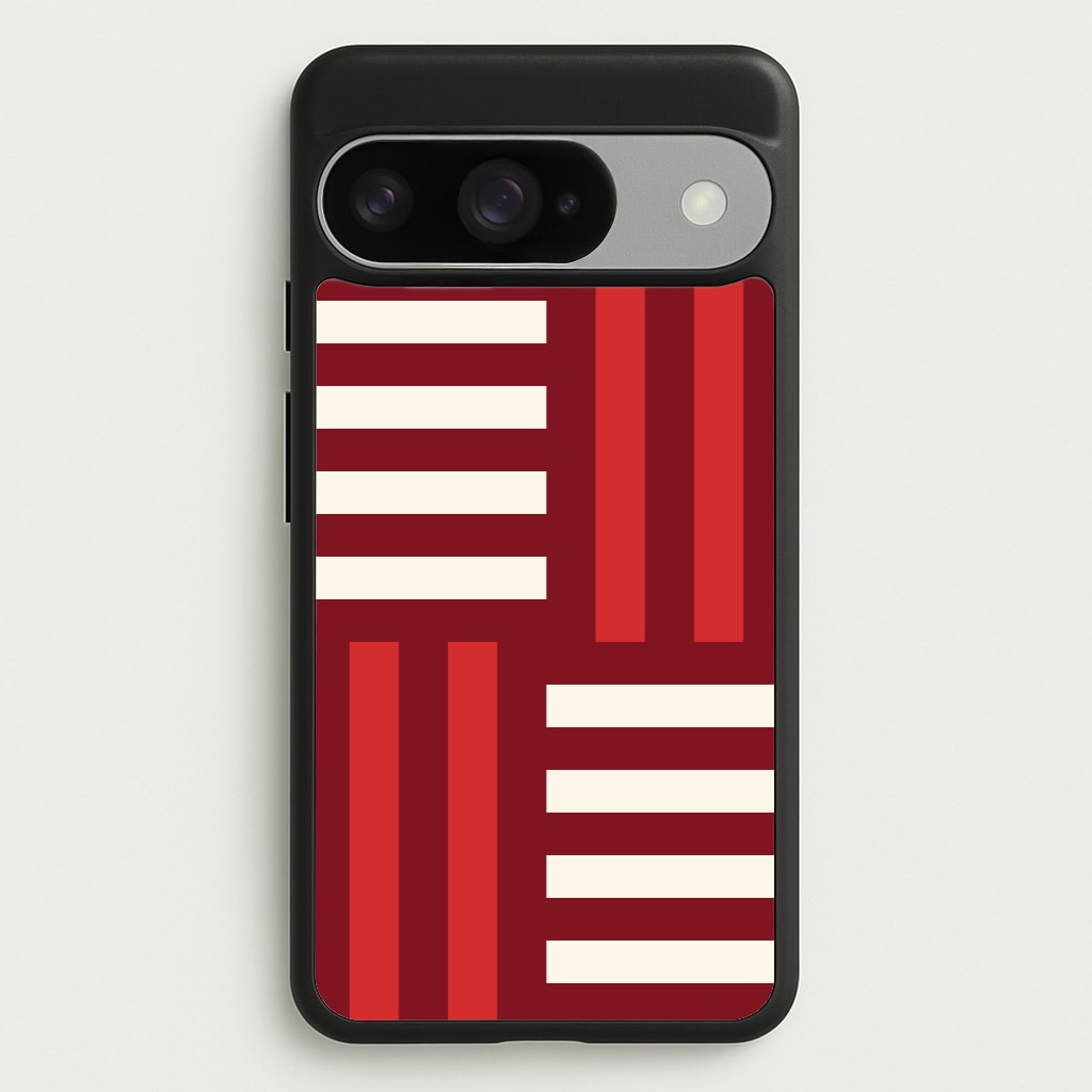 Red And White Geometric Stripes Phone Case for Google Pixel 10 / 10 Pro