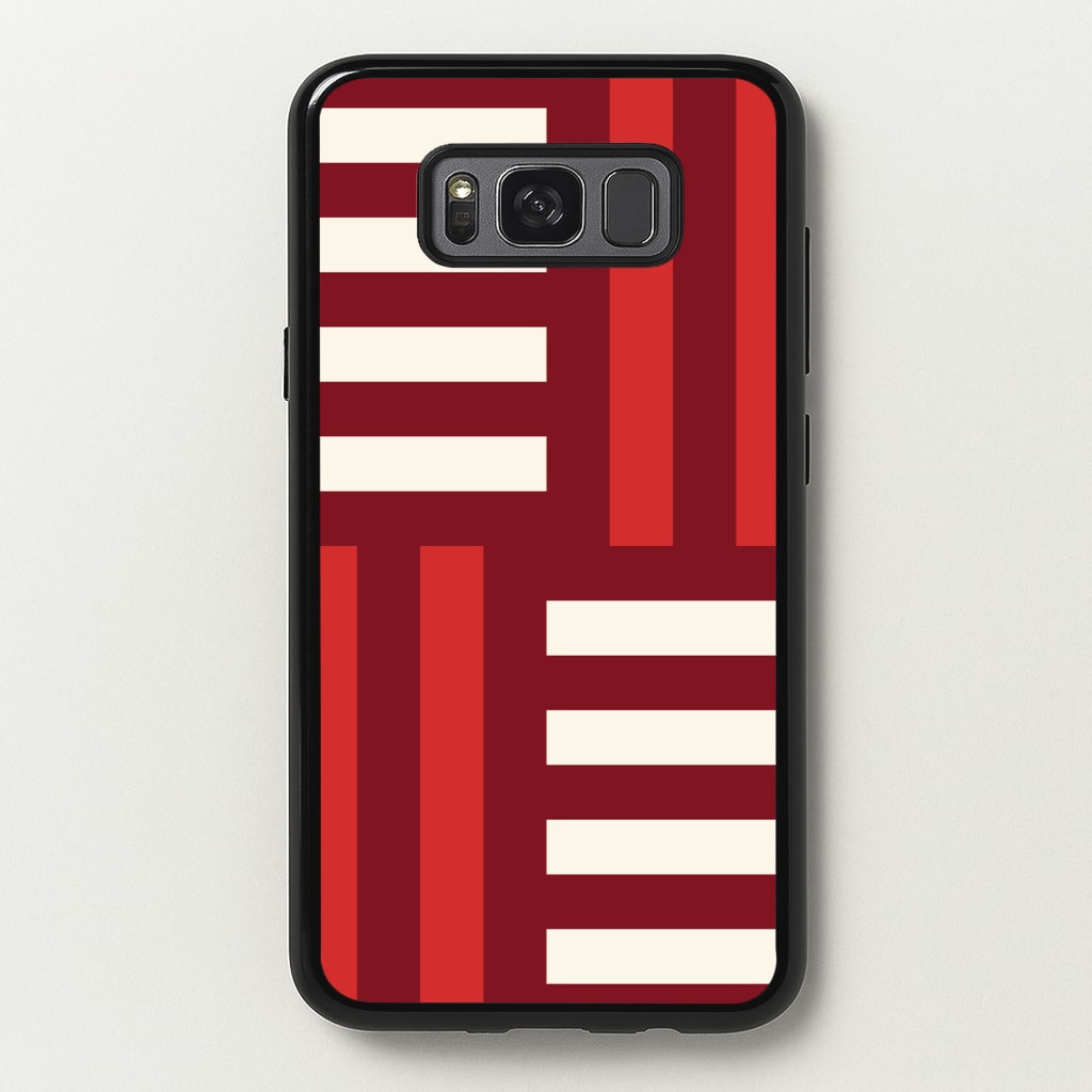 Red And White Geometric Stripes - Patterns Phone Case for Galaxy S8