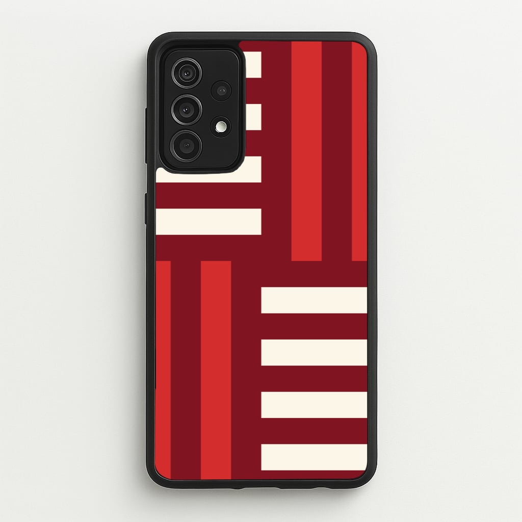 Red And White Geometric Stripes - Patterns Phone Case for Galaxy A52 / A52s