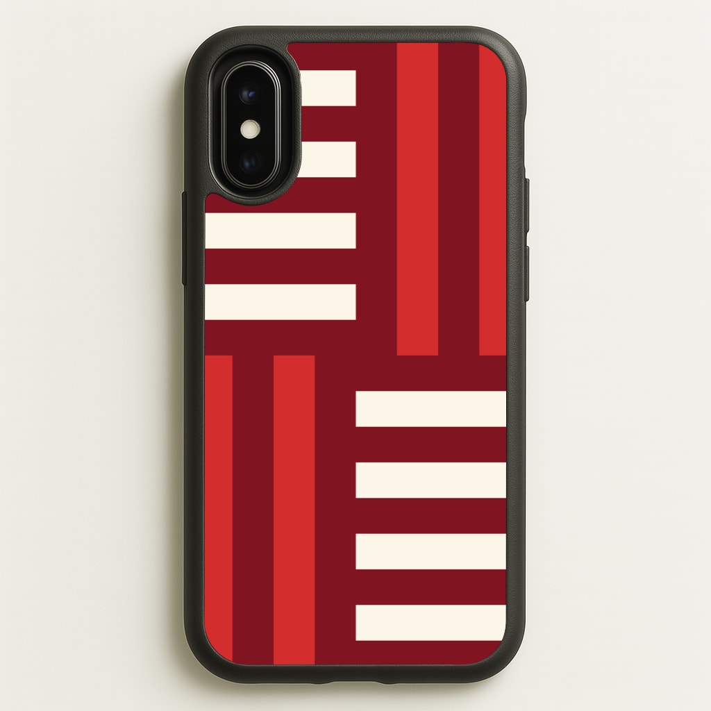 Red And White Geometric Stripes - Patterns Phone Case for iPhone X / XS