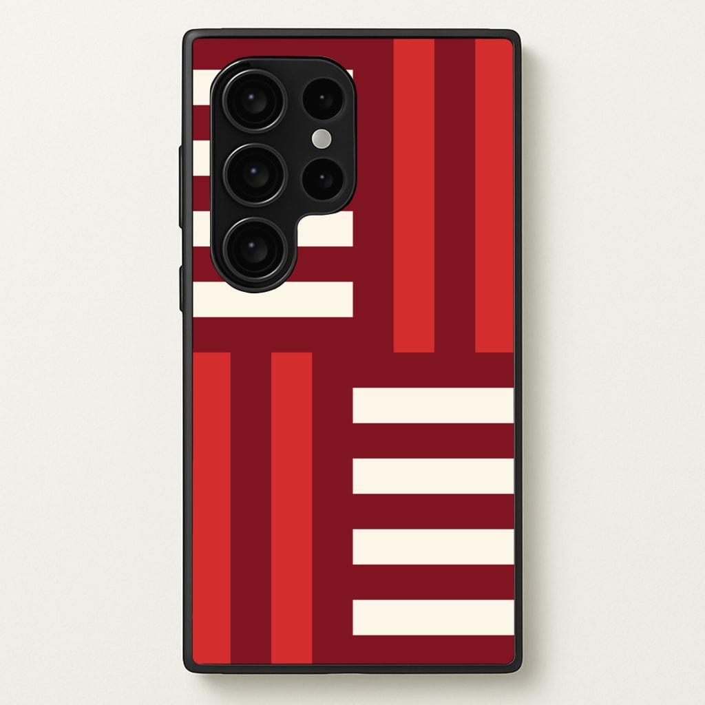 Red And White Geometric Stripes - Patterns Phone Case for Galaxy S24 Ultra