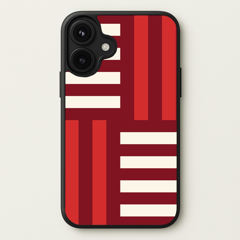 Red And White Geometric Stripes Phone Case for iPhone 17