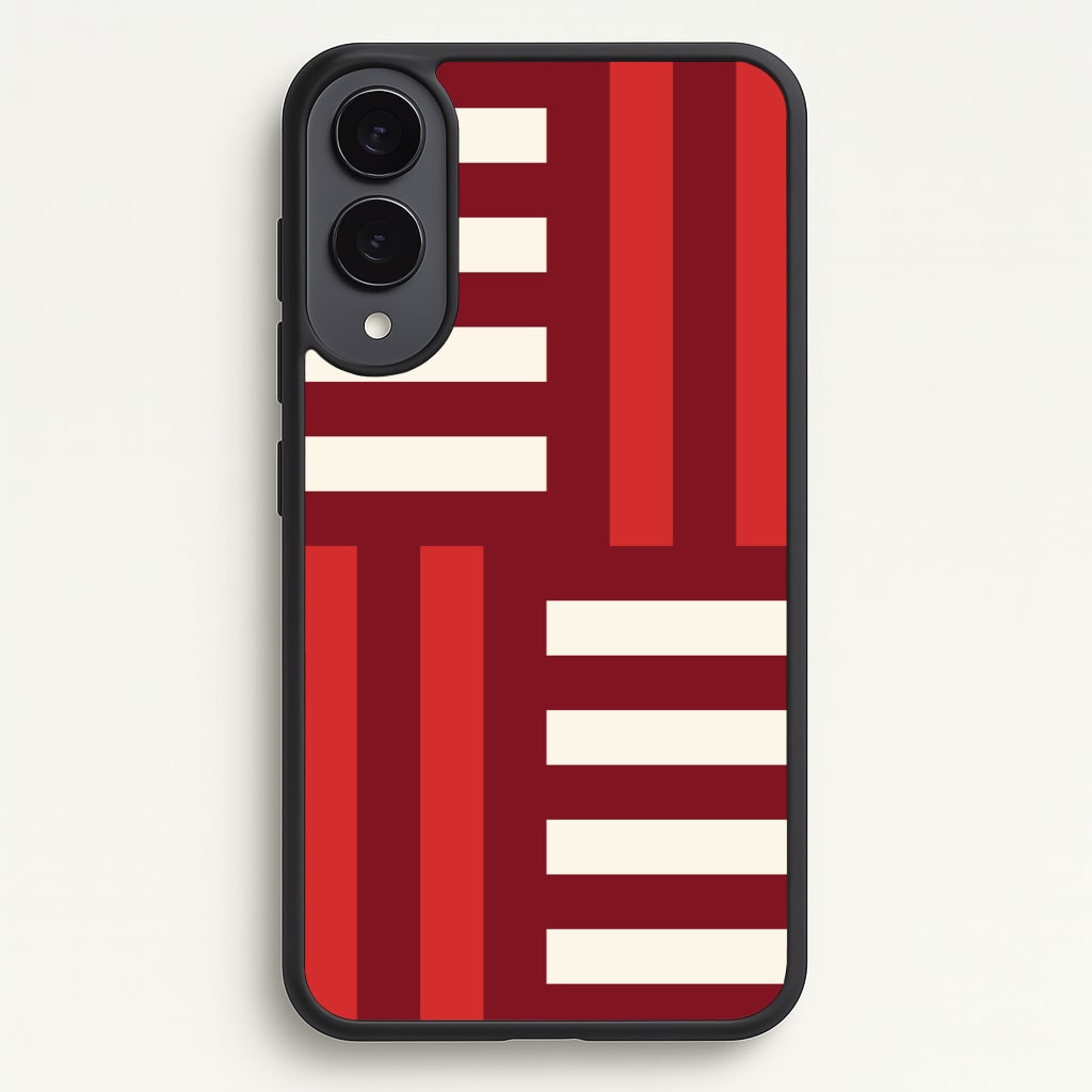 Red And White Geometric Stripes - Patterns Phone Case for Galaxy S25 Edge