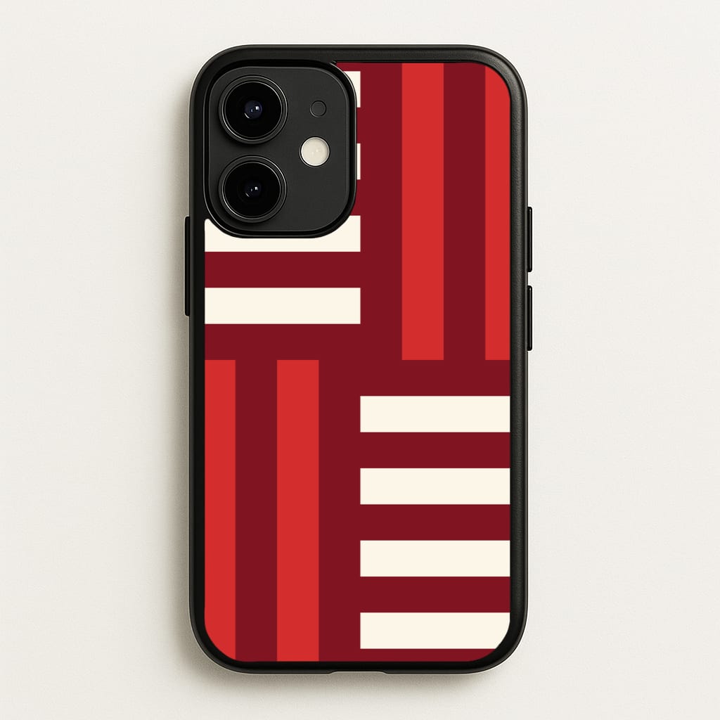 Red And White Geometric Stripes - Patterns Phone Case for iPhone 12 Mini