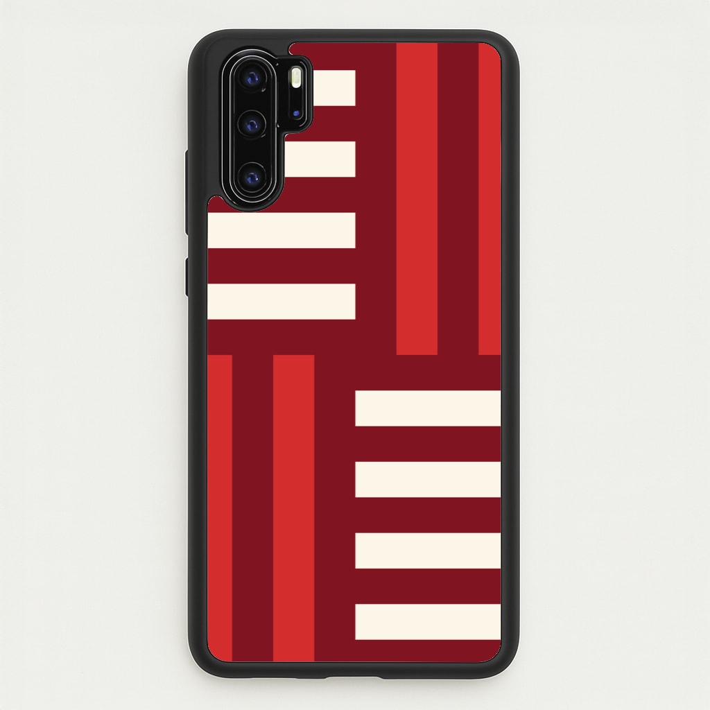 Red And White Geometric Stripes - Patterns Phone Case for Huawei P30 Pro