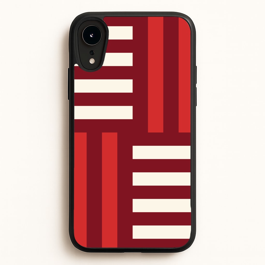 Red And White Geometric Stripes - Patterns Phone Case for iPhone XR