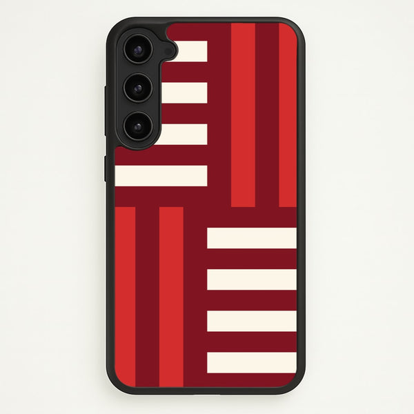 Red And White Geometric Stripes - Patterns Phone Case for Galaxy S23
