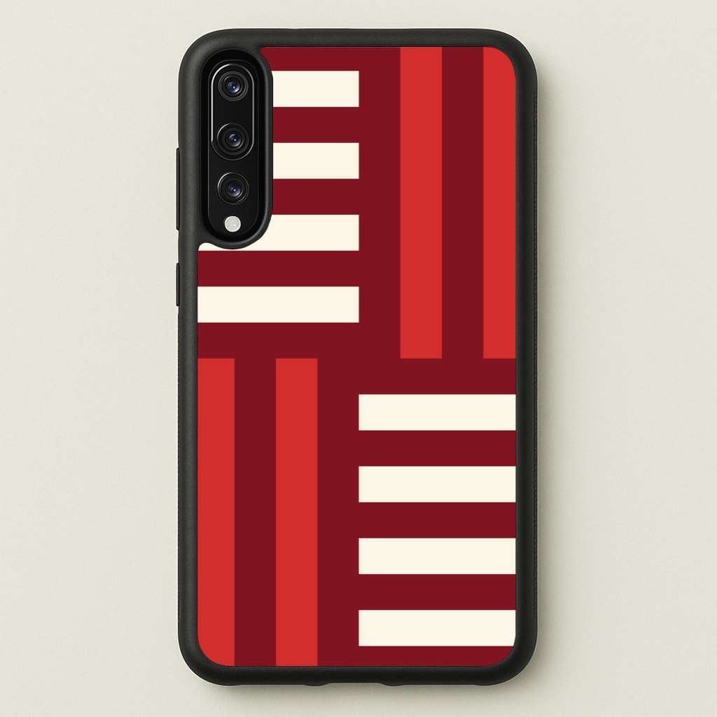 Red And White Geometric Stripes - Patterns Phone Case for Huawei P20 Pro