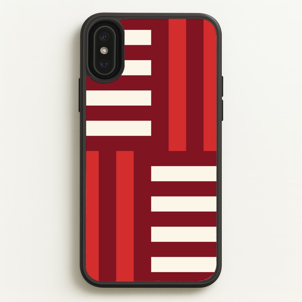 Red And White Geometric Stripes - Patterns Phone Case for iPhone XS Max