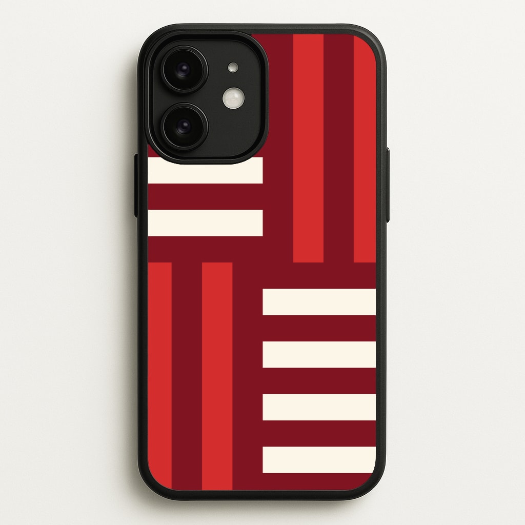 Red And White Geometric Stripes - Patterns Phone Case for iPhone 11