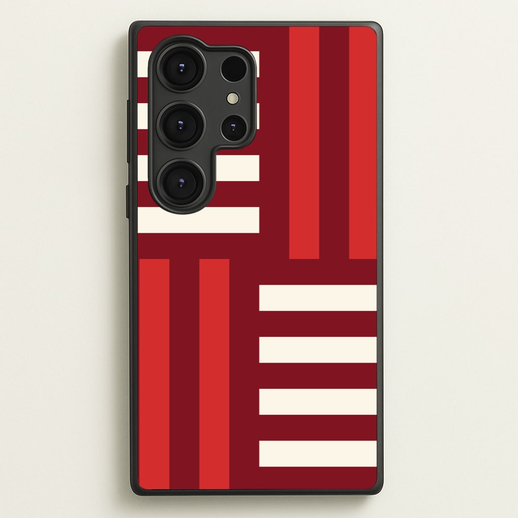 Red And White Geometric Stripes - Patterns Phone Case for Galaxy S25 Ultra