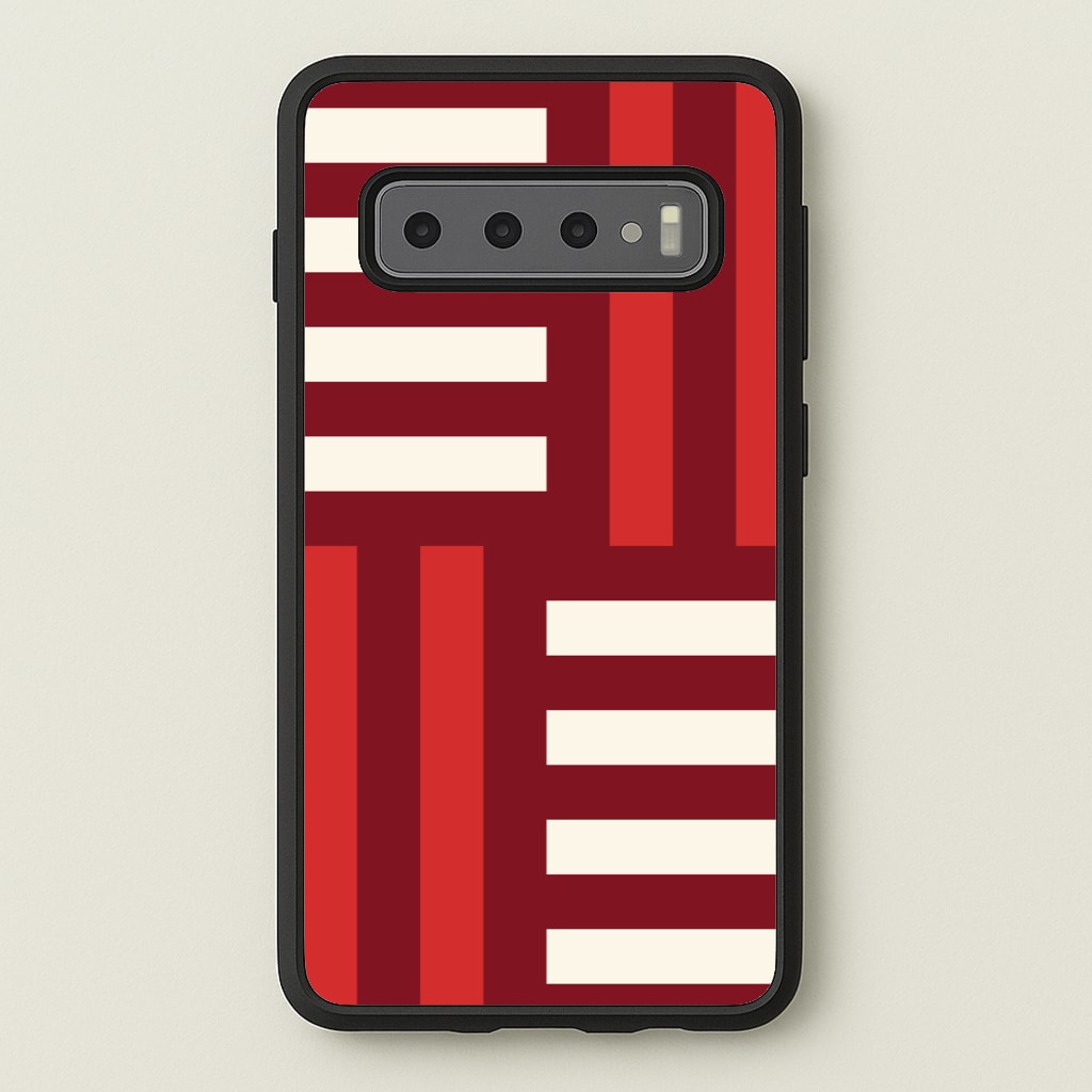 Red And White Geometric Stripes - Patterns Phone Case for Galaxy S10 Plus