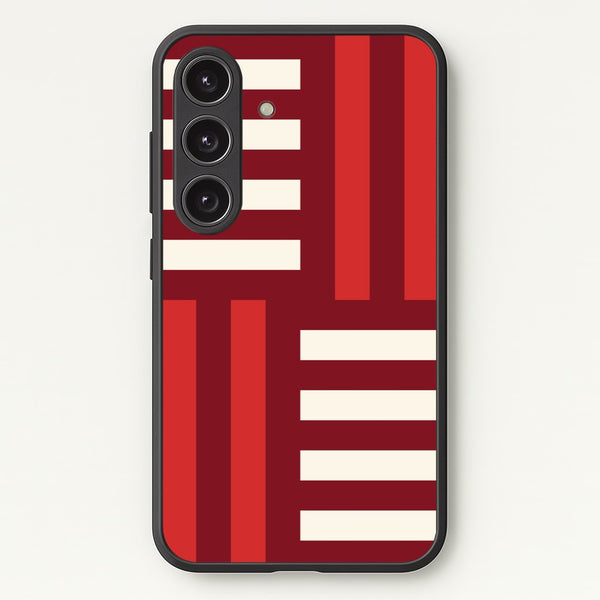 Red And White Geometric Stripes - Patterns Phone Case for Galaxy S24