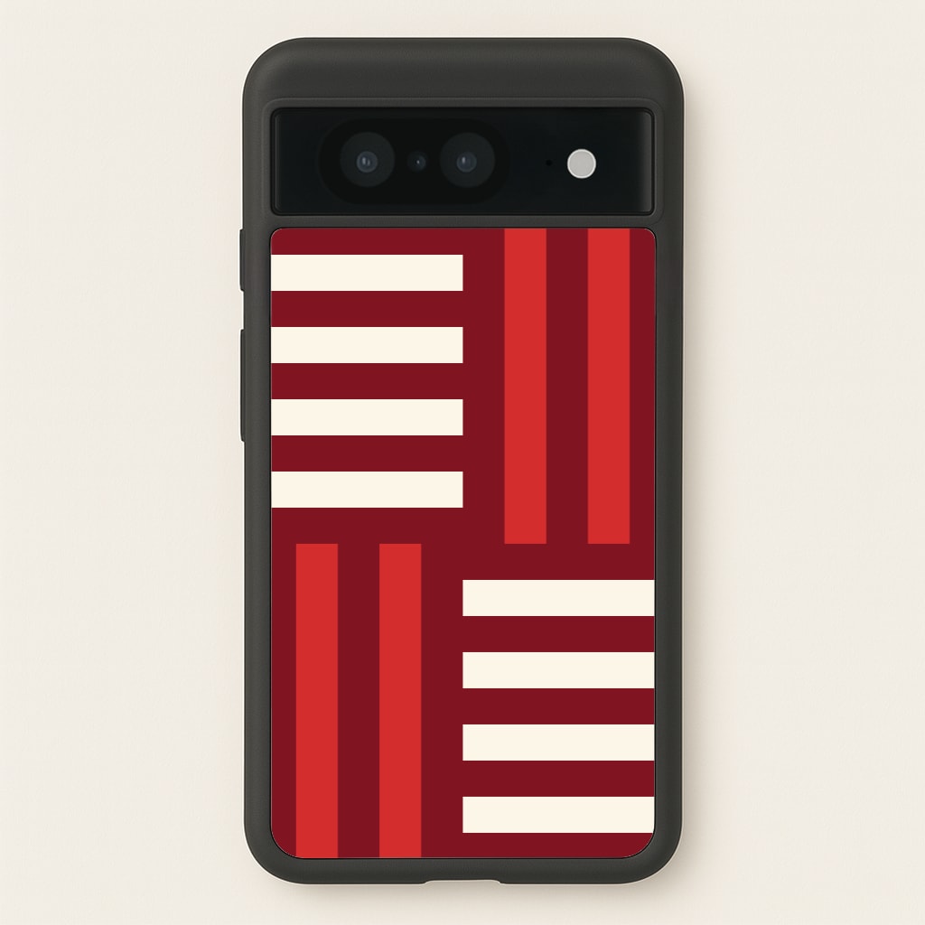 Red And White Geometric Stripes - Patterns Phone Case for Google Pixel 8