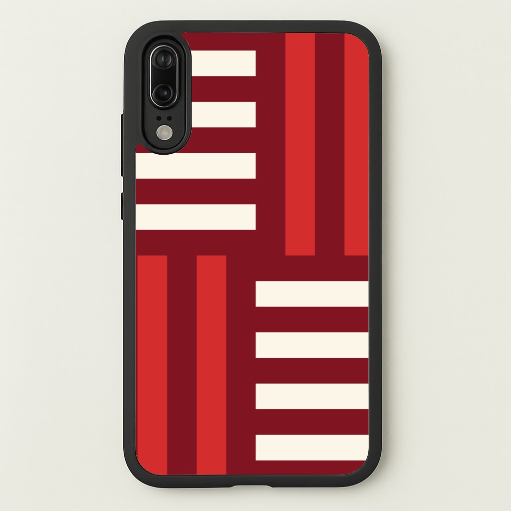 Red And White Geometric Stripes - Patterns Phone Case for Huawei P20