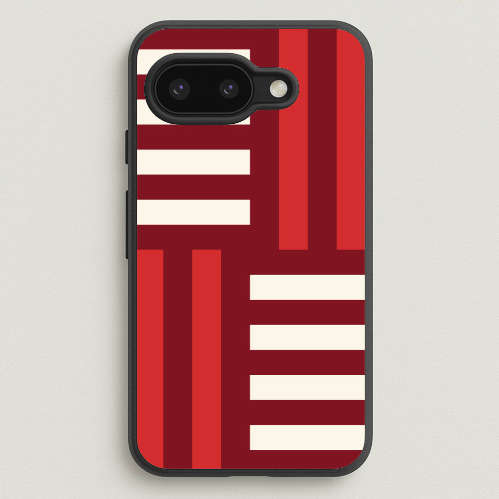 Red And White Geometric Stripes - Patterns Phone Case for Google Pixel 9a