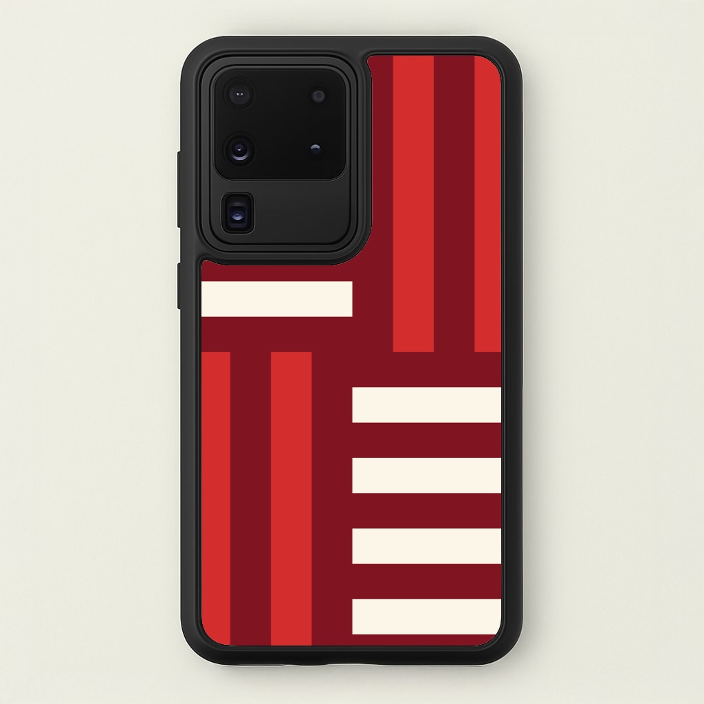 Red And White Geometric Stripes - Patterns Phone Case for Galaxy S20 Ultra