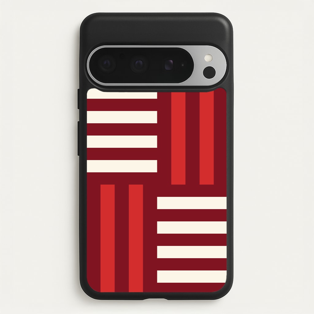 Red And White Geometric Stripes - Patterns Phone Case for Google Pixel 9 Pro XL