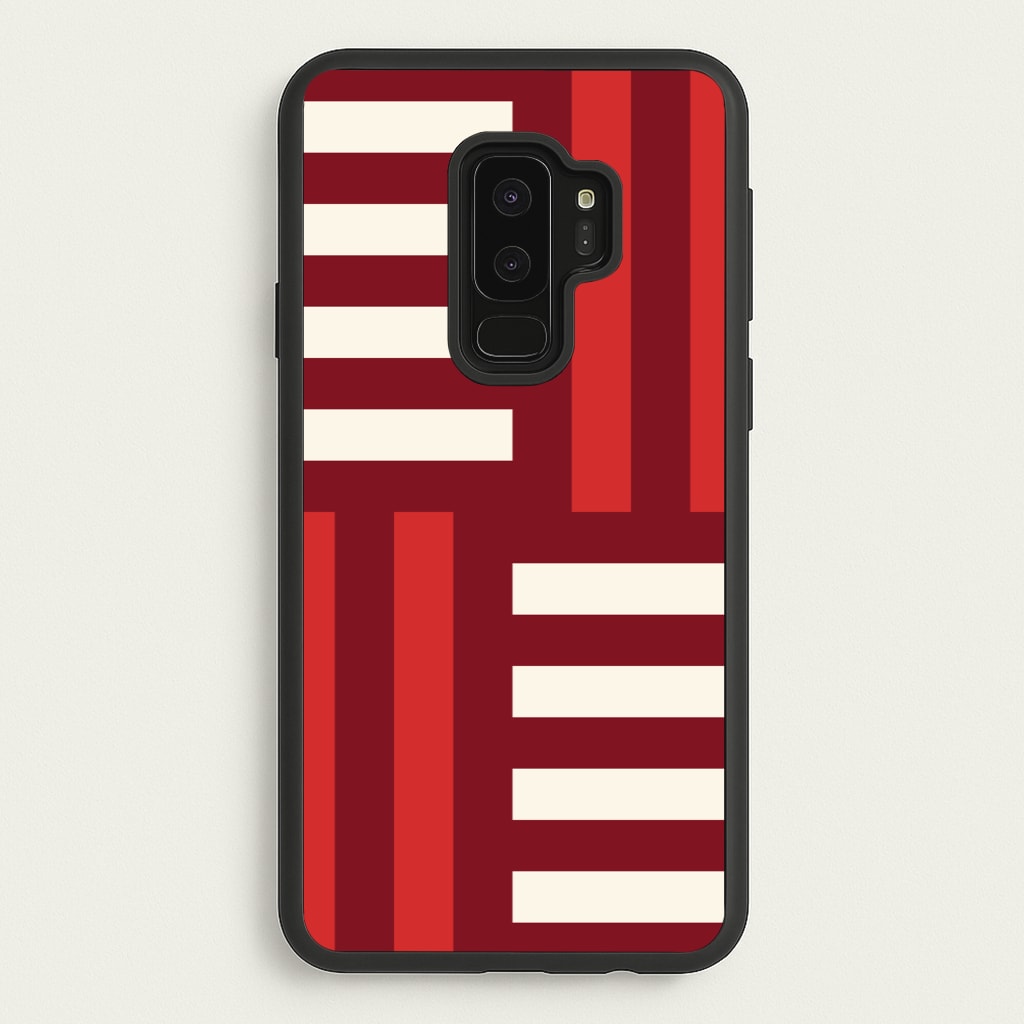 Red And White Geometric Stripes - Patterns Phone Case for Galaxy S9 Plus