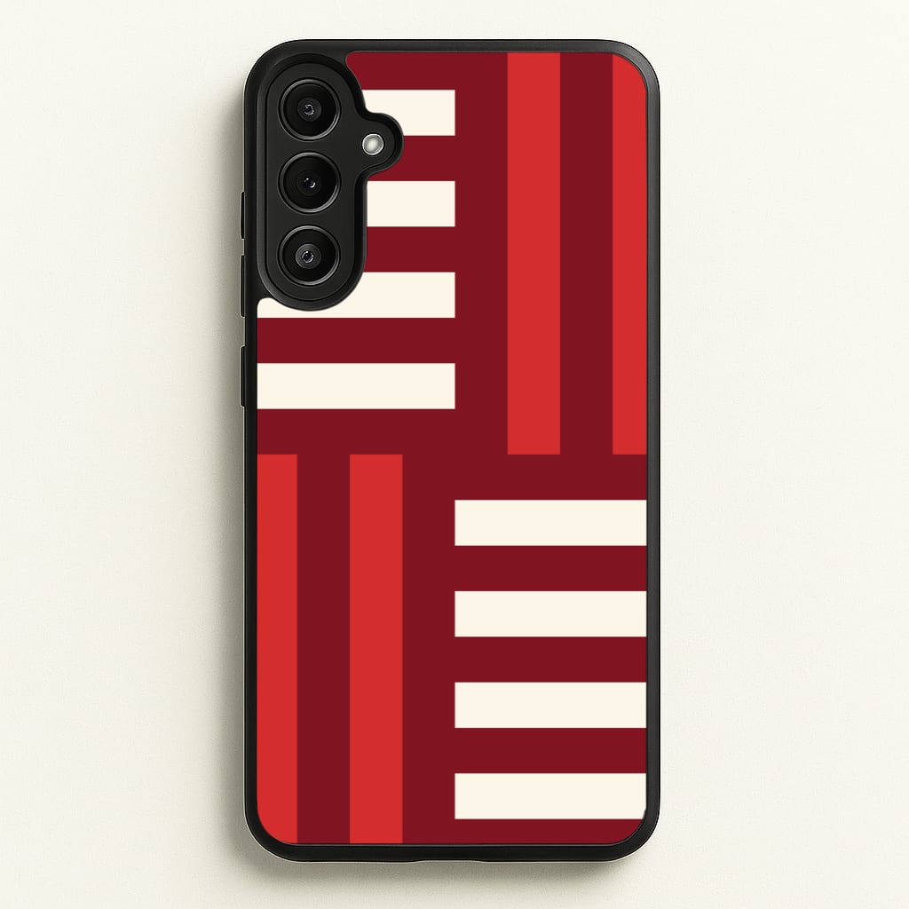 Red And White Geometric Stripes - Patterns Phone Case for Galaxy A34