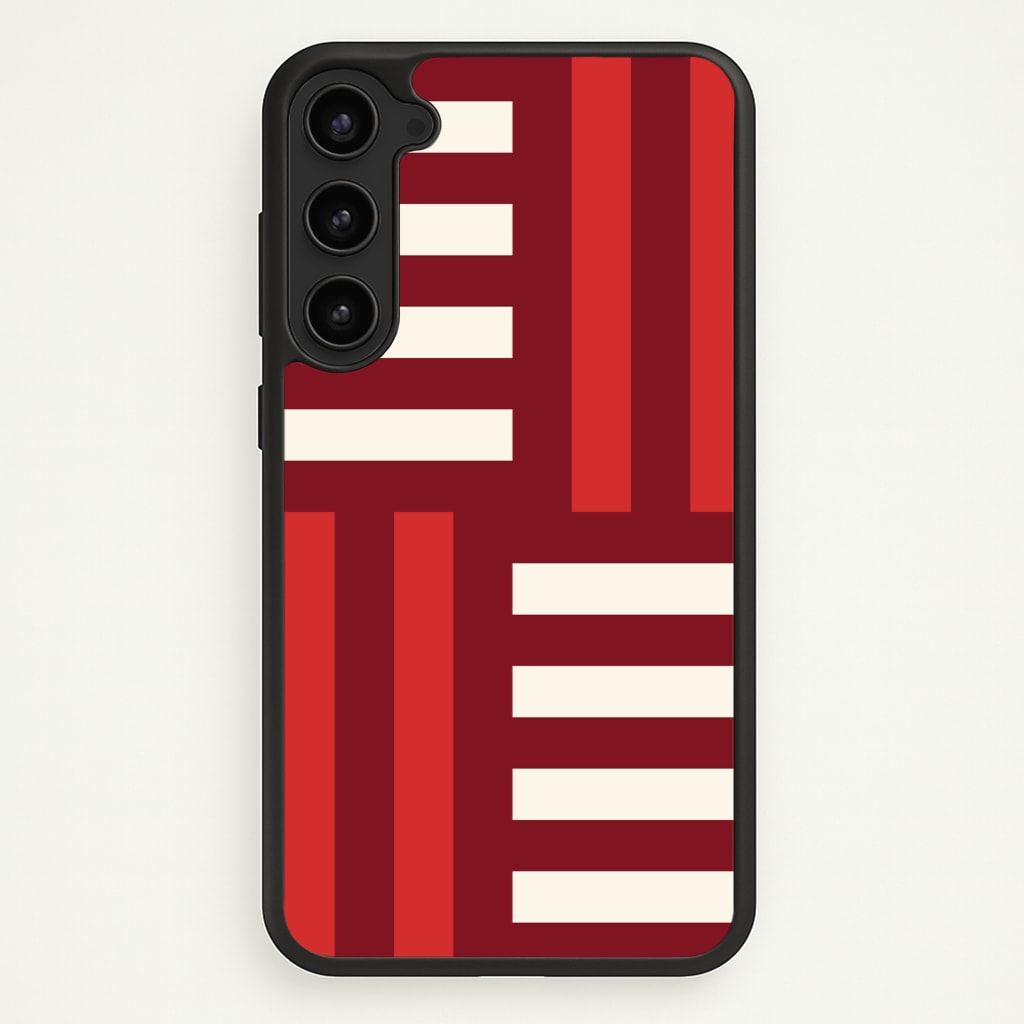 Red And White Geometric Stripes - Patterns Phone Case for Galaxy S23 Plus