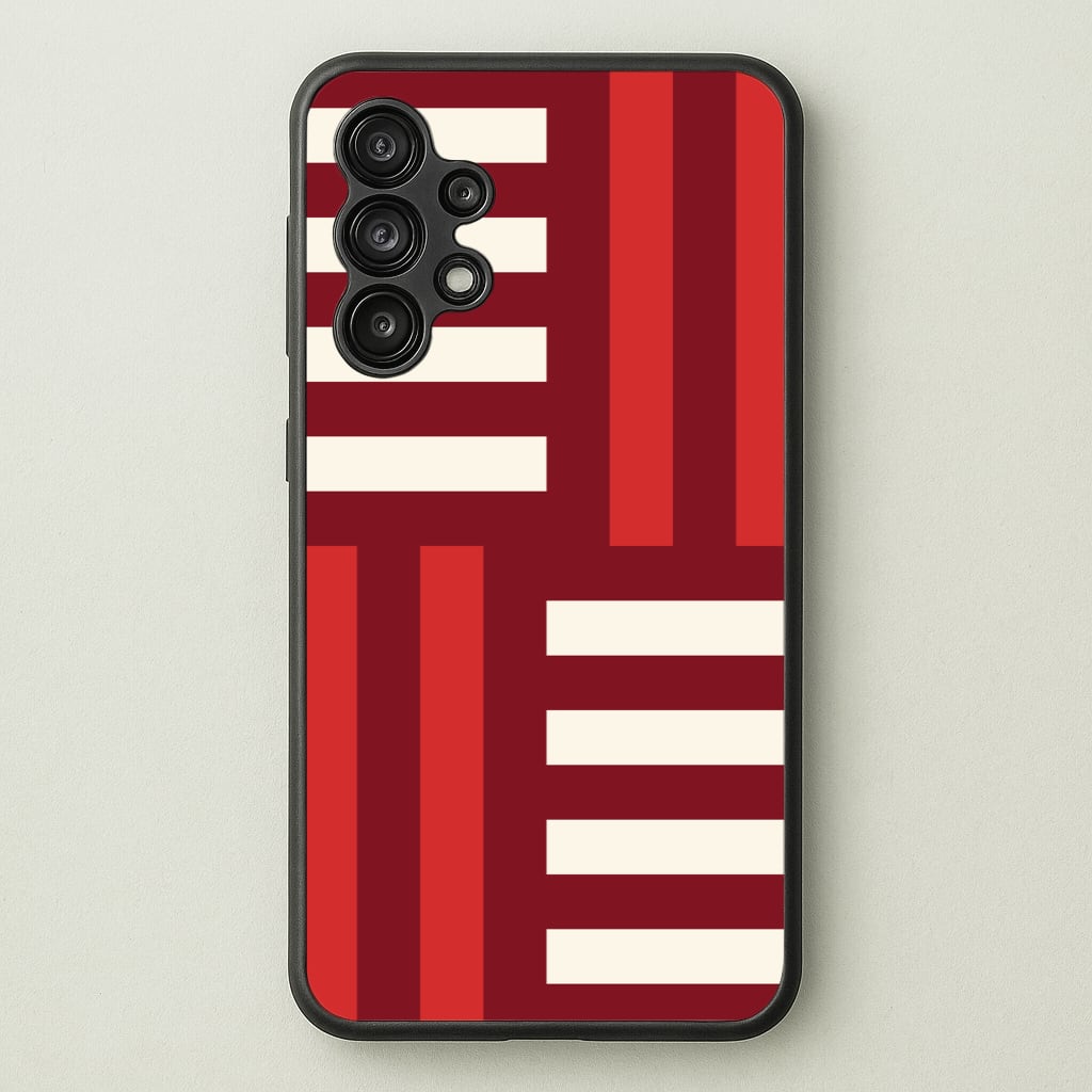 Red And White Geometric Stripes - Patterns Phone Case for Galaxy A13