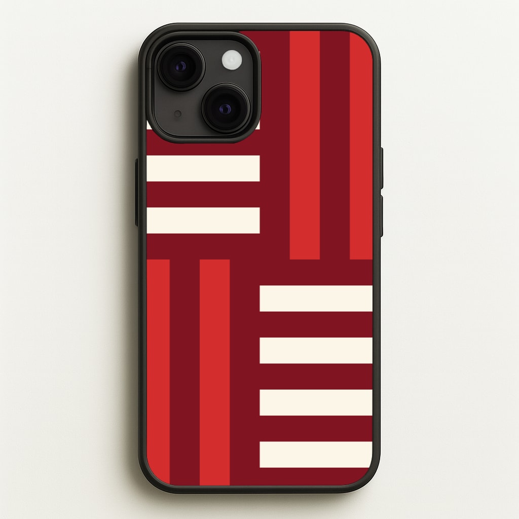 Red And White Geometric Stripes - Patterns Phone Case for iPhone 13 Mini