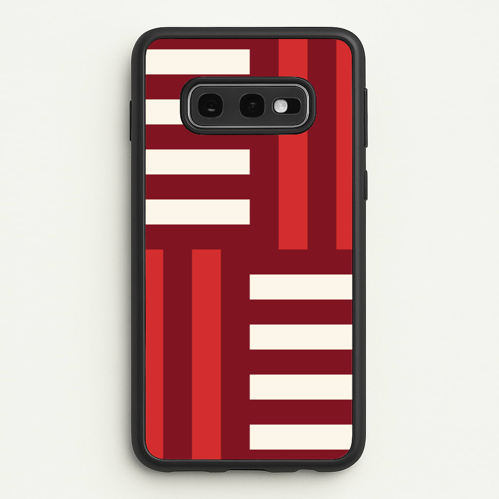 Red And White Geometric Stripes - Patterns Phone Case for Galaxy S10e
